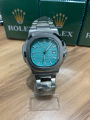 🎁 MEGA PROMOÇÃO Patek Prata Mostrador Verde Tiffany Luxo PROVA D’água + Frete Grátis