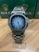 🎁 MEGA PROMOÇÃO Patek Prata Mostrador Azul Luxo PROVA D’água + Frete Grátis