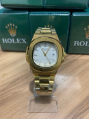 🎁 MEGA PROMOÇÃO Patek Dourado Mostrador Branco Luxo PROVA D’água + Frete Grátis